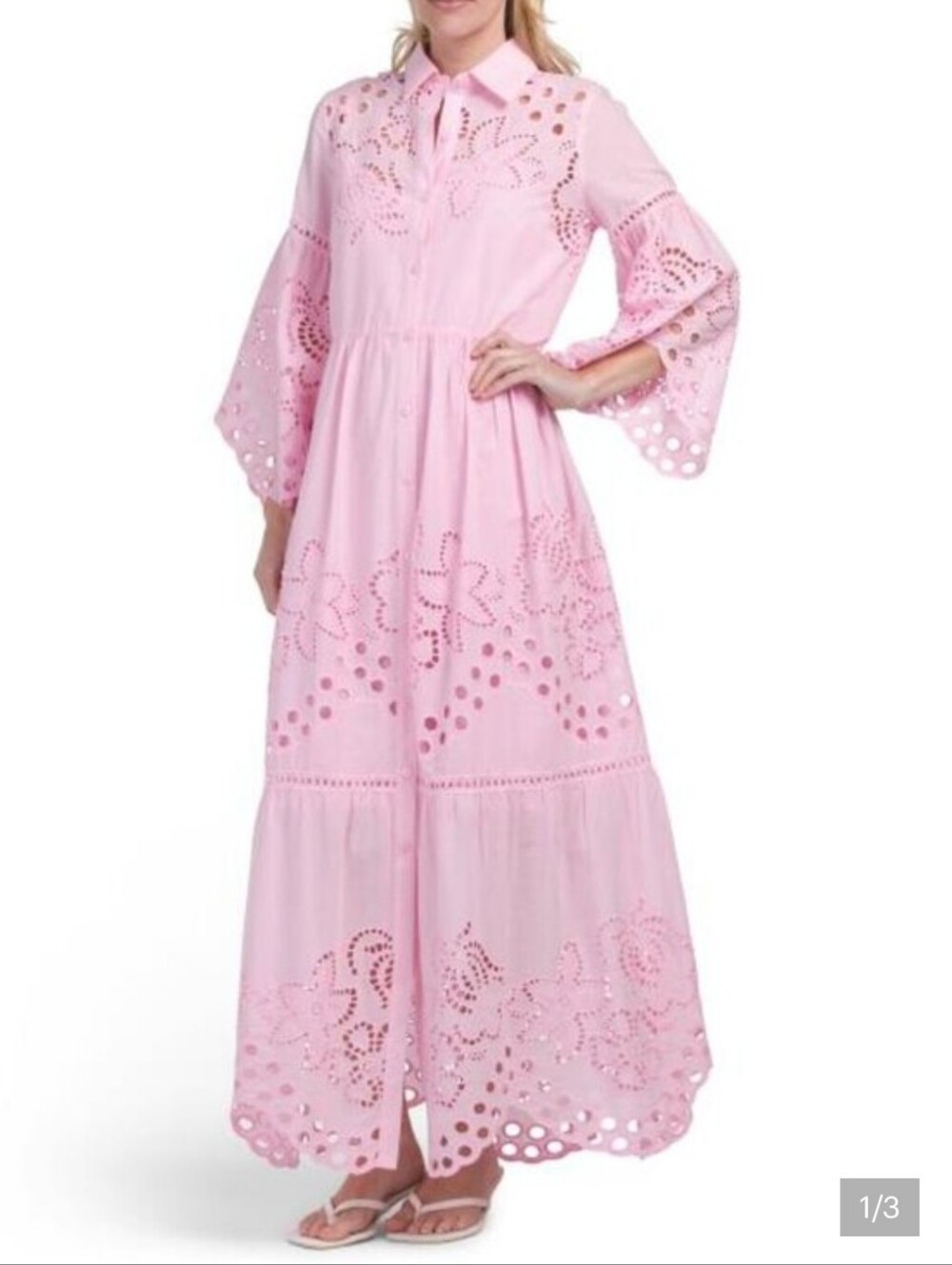 Nwt Large & Mediun Solitaire Pink Eyelet Maxi Dress - Picture 7 of 17